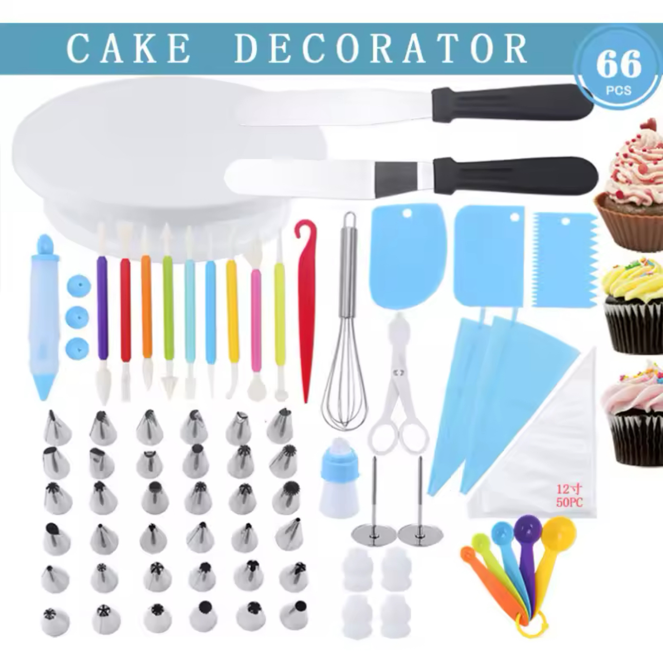 Miniatura 9 de KIT PASTELERO DECORACION 66 PIEZAS